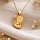 Bola de grossesse goutte doré lisse médaille à graver perle quartz rose