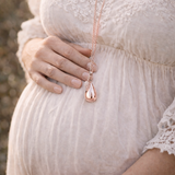 Bola de grossesse goutte doré rose lisse pendentif feuille et perle pierre de lune