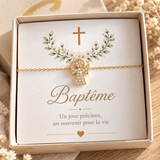 Bracelet Ange Baptême Fille Doré ou Argenté– Bracelet Enfant Acier Inoxydable – Cadeau Baptême – Bijou Communion – Idée cadeau coffret