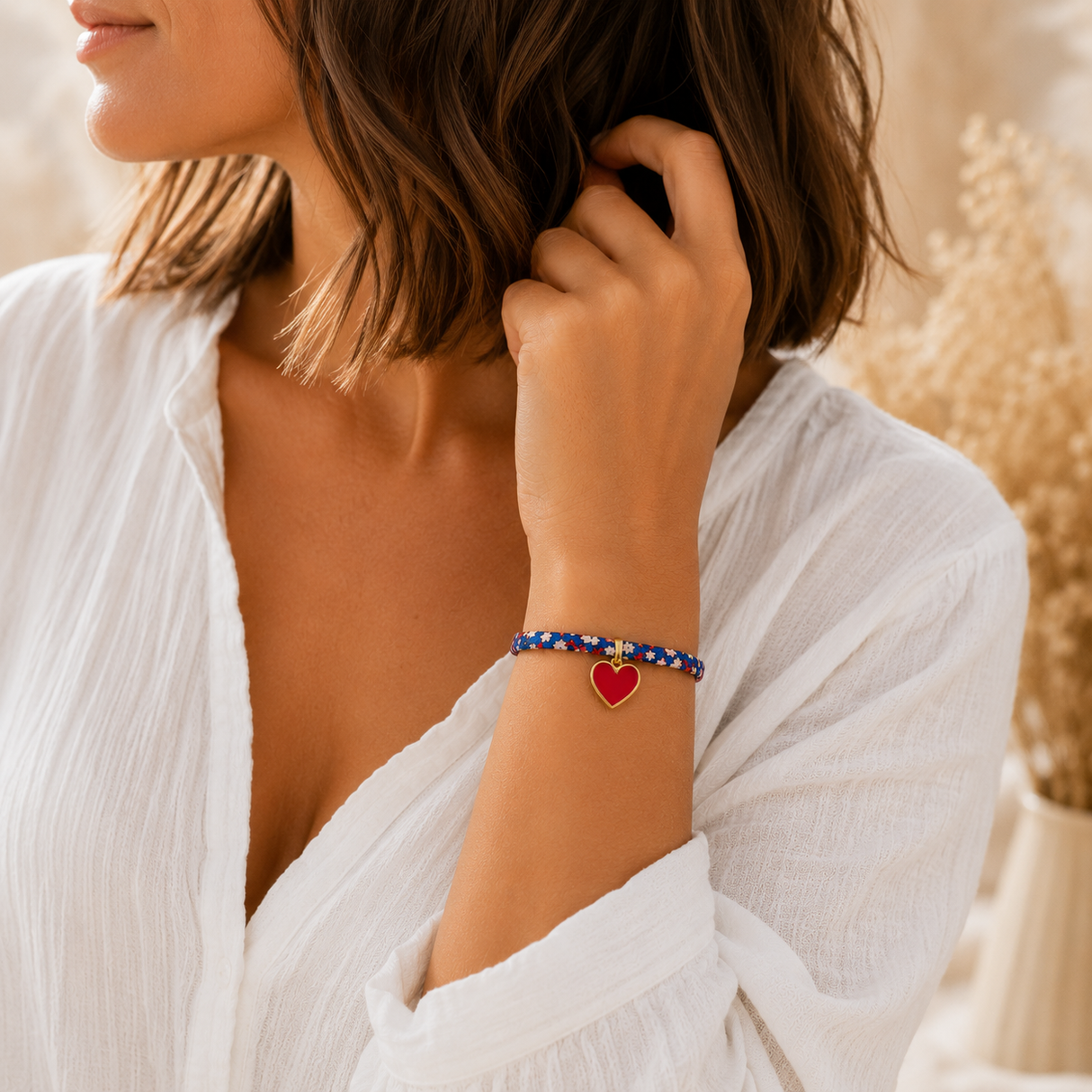 Bracelet Demande Marraine – Cœur Émaillé sur Bracelet Liberty - Coffret cadeau