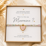 Bracelet Demande Marraine – Cœur Émaillé sur Bracelet Liberty - Coffret cadeau