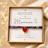 Bracelet Demande Marraine – Cœur Émaillé sur Bracelet Liberty - Coffret cadeau