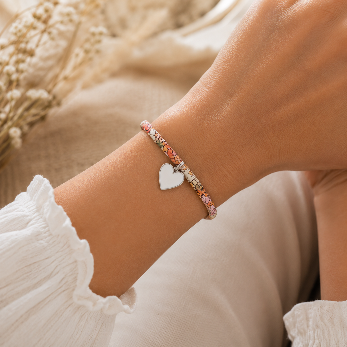 Bracelet Demande Marraine – Cœur Émaillé sur Bracelet Liberty - Coffret cadeau