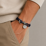Bracelet Homme Ancre marine cordon personnalisé médaille gravée