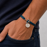 Bracelet Homme Ancre marine cordon personnalisé médaille gravée