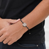 Bracelet Homme cordon noir personnalisé médaille gravée ajustable