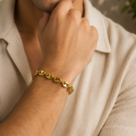 Bracelet Homme grain de café acier inoxydable