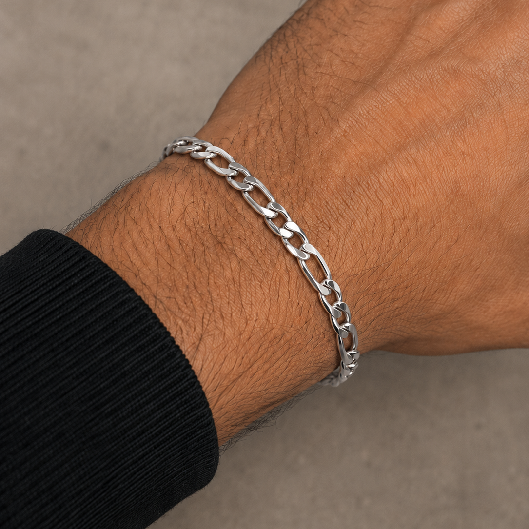 Bracelet Homme maille figaro acier inoxydable