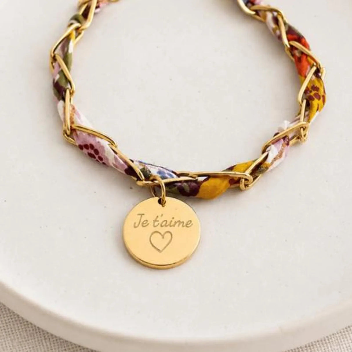 Bracelet Liberty chaîne personnalisé médaille gravée