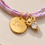 Bracelet Liberty personnalisé avec médaille gravée et pendentif hibou strass