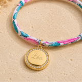 Bracelet Liberty personnalisé avec médaille gravée strass
