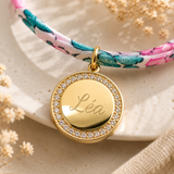 Bracelet Liberty personnalisé avec médaille gravée strass