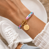 Bracelet Liberty personnalisé fermoir en T avec médaille gravée 