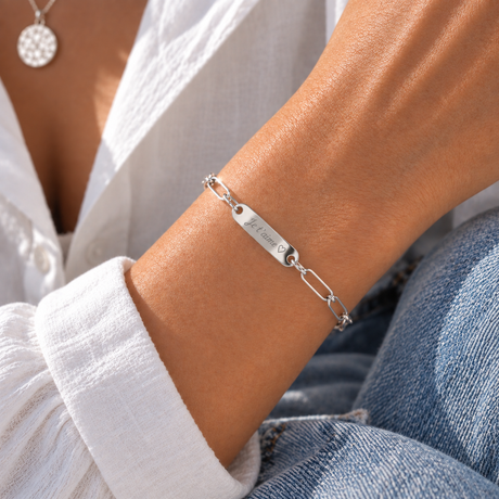 Bracelet Personnalisé gourmette gravé en acier inoxydable