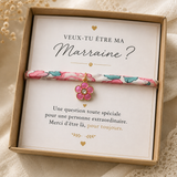 Bracelet annonce grossesse marraine étoile fleur personnalisé, cadeau demande marraine, coffret
