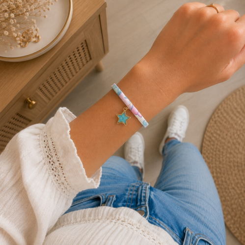 Bracelet annonce grossesse marraine étoile fleur personnalisé, cadeau demande marraine, coffret
