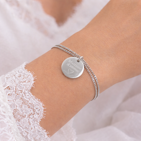 Bracelet chaine à personnalisé gravé marraine Bracelet Marraine Bracelet d'annonce naissance cadeau