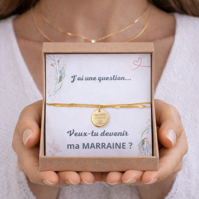 Bracelet chaine à personnalisé gravé marraine Bracelet Marraine Bracelet d'annonce naissance cadeau