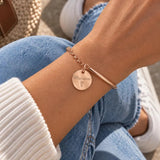 Bracelet demi jonc chaine médaille gravée personnalisé acier inoxydable