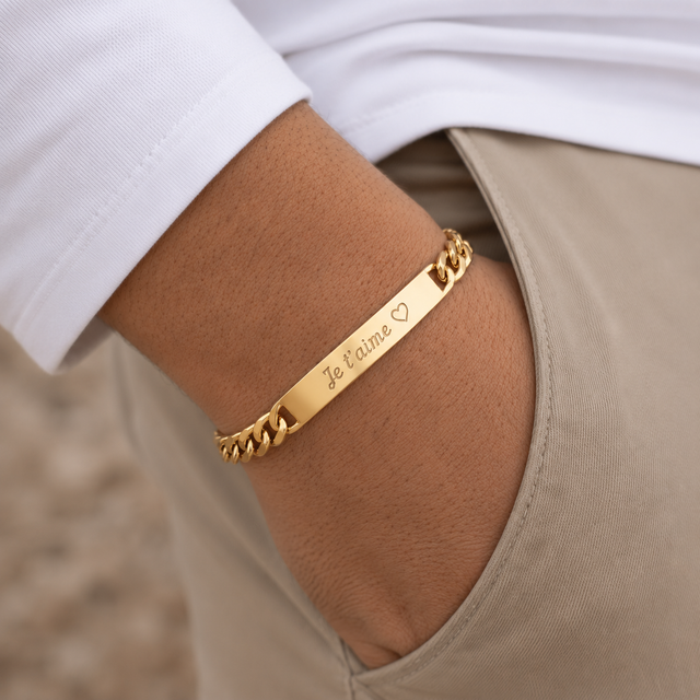 Bracelet gourmette personnalisé gravé Homme en Acier Inoxydable