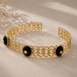 Bracelet jonc entrelacé en forme de coeur avec pierre naturelles