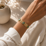 Bracelet jonc entrelacé en forme de coeur avec pierre naturelles 