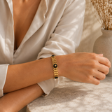 Bracelet jonc entrelacé en forme de coeur avec pierre naturelles 