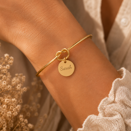 Bracelet jonc gravé personnalisé médaille gravée