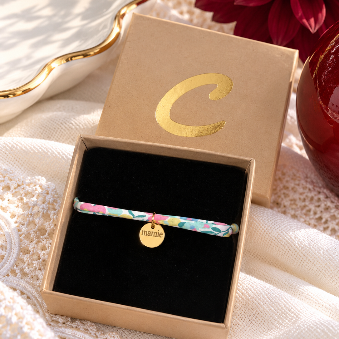 Bracelet liberty personnalisé médaille gravée