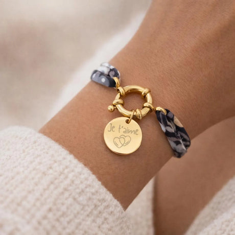 Bracelet liberty fermoir bouée personnalisé médaille gravée