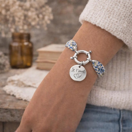Bracelet liberty fermoir bouée personnalisé médaille gravée