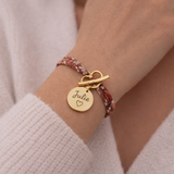 Bracelet liberty fermoir en T coeur personnalisé médaille gravée
