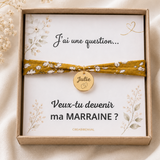 Bracelet liberty personnalisé gravé Veux-tu Devenir ma Marraine ? Bracelet d'annonce naissance, Bracelet de Demande Marraine