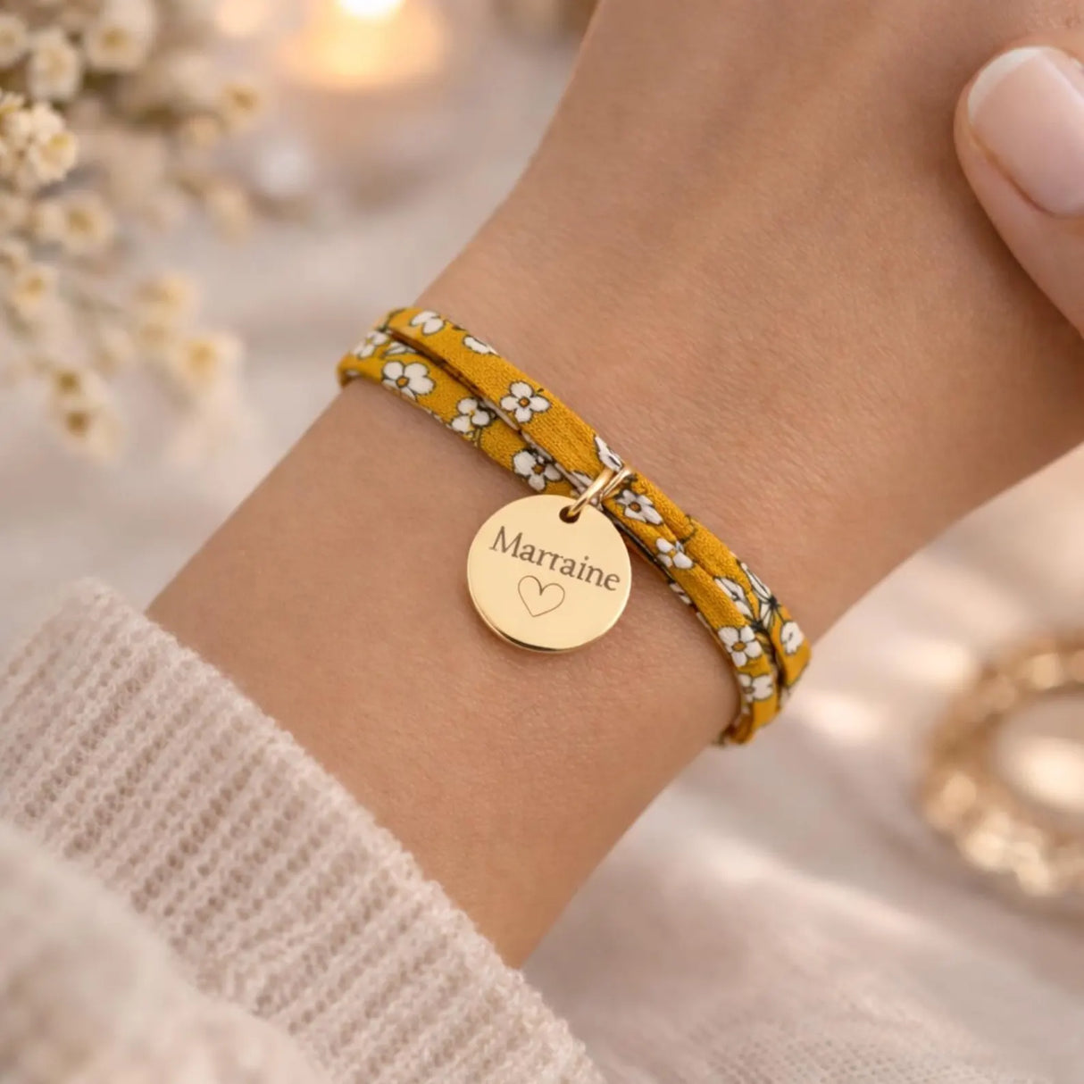 Bracelet liberty personnalisé gravé Veux-tu Devenir ma Marraine ? Bracelet d'annonce naissance, Bracelet de Demande Marraine