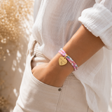 Bracelet liberty personnalisé médaille gravée forme coeur
