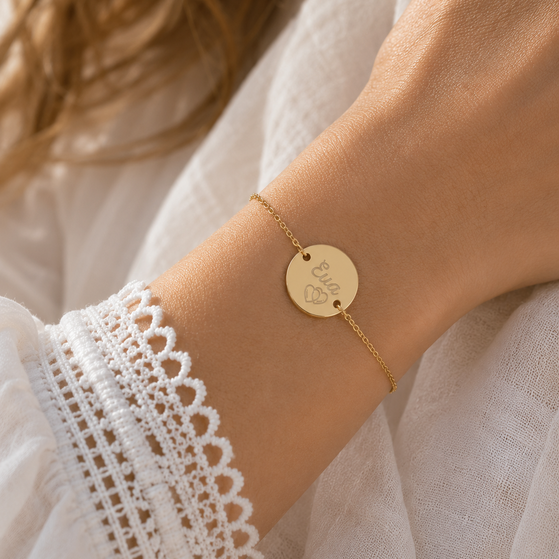 Bracelet personnalisé médaille gravée en acier inoxydable