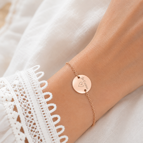 Bracelet personnalisé médaille gravée en acier inoxydable