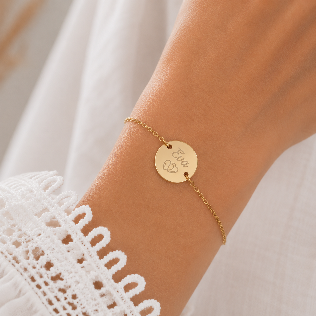 Bracelet personnalisé médaille gravée en acier inoxydable