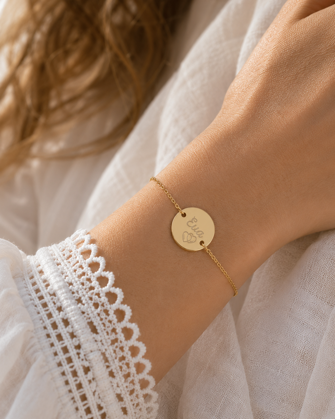 Bracelet personnalisé médaille gravée en acier inoxydable