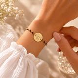 Bracelet personnalisé perles colorées médaille gravée acier inoxydable
