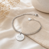 Bracelet personnalisé triple chaîne et médailles à graver en acier inoxydable