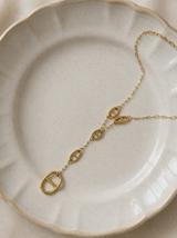 Sautoir collier Y long maille épaisse marine en acier inoxydable