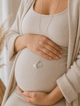 Bola de grossesse argenté brossé médaille à graver petit pieds pompon mini nous