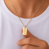 Collier personnalisé Homme médaille rectangle gravée acier inoxydable