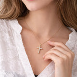 Collier croix chrétienne or strass acier inoxydable femme