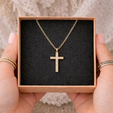 Collier croix chrétienne or strass acier inoxydable femme