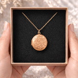 Collier photo personnalisé médaillon rond motif fleur gravé acier inoxydable