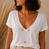 Sautoir collier soleil en acier inoxydable