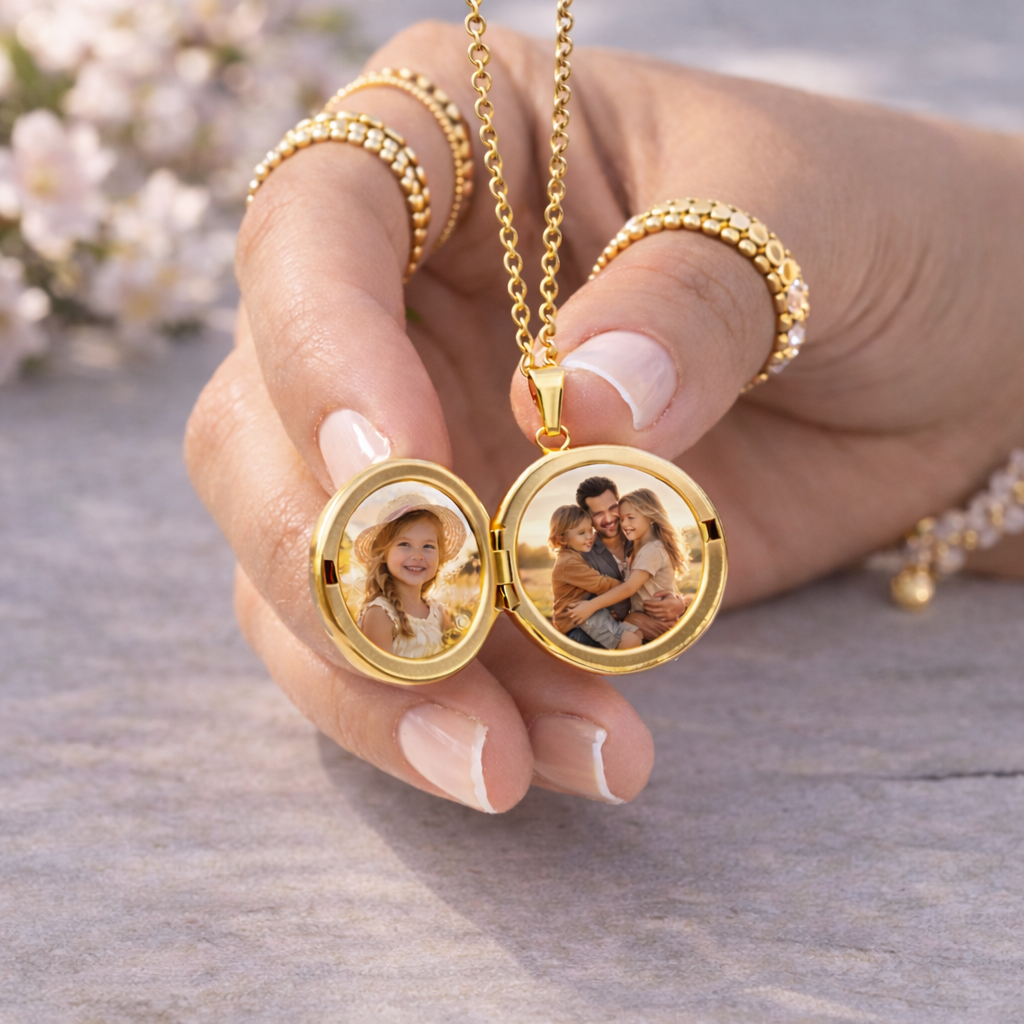 Collier photo personnalisé médaillon rond à graver acier inoxydable