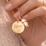 Collier personnalisé médaille gravée pendentif fille